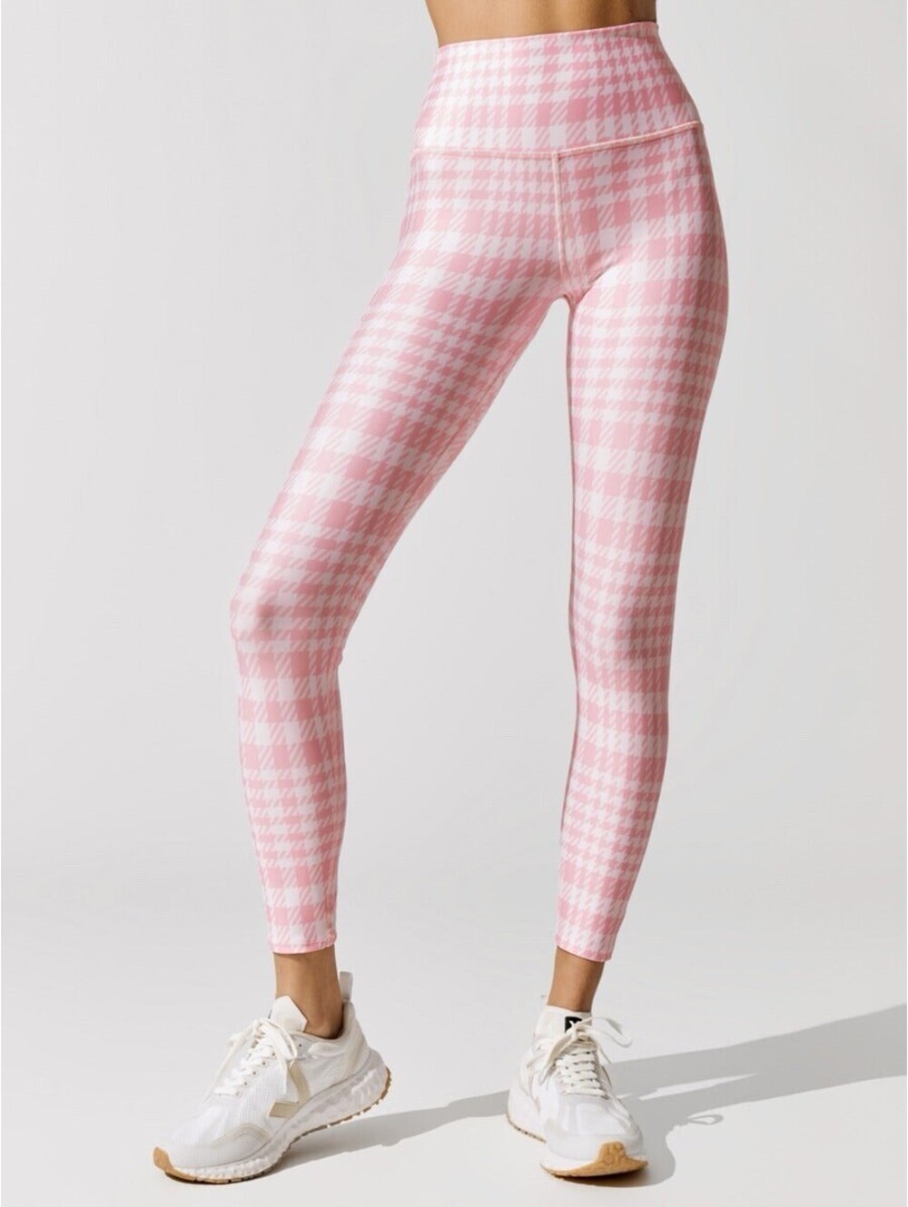 ONA Women’s Size Small Houndstooth Light Pink Preppy 25” Leggings